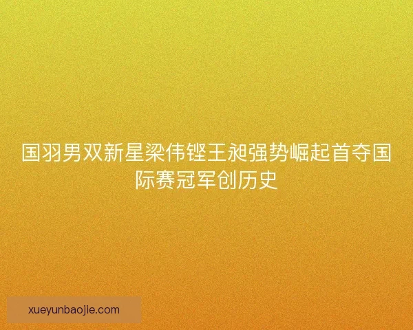 国羽男双新星梁伟铿王昶强势崛起首夺国际赛冠军创历史